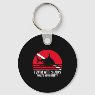 Scuba Diver Gift Shark Ocean Vintage Scuba Diving Key Ring