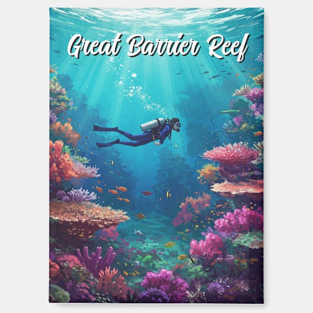 Scuba Diver Great Barrier Reef  Magnet (Front)
