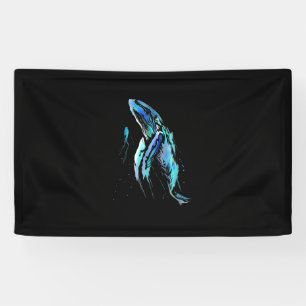 Scuba Diver Humpback Whale Swimming Diving Gift Banner