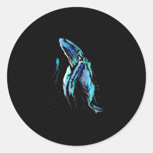 Scuba Diver Humpback Whale Swimming Diving Gift Classic Round Sticker