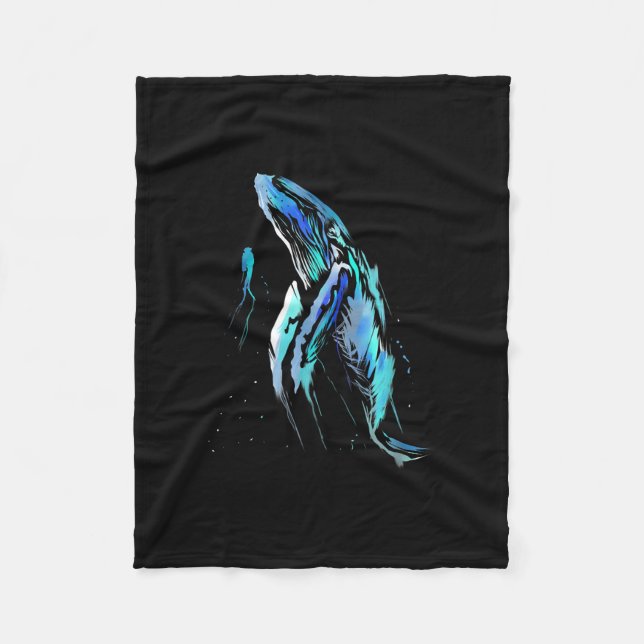 Scuba Diver Humpback Whale Swimming Diving Gift Fleece Blanket (Front)