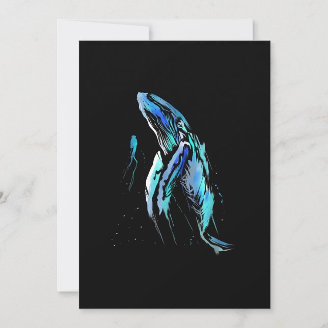 Scuba Diver Humpback Whale Swimming Diving Gift Holiday Card (Front)