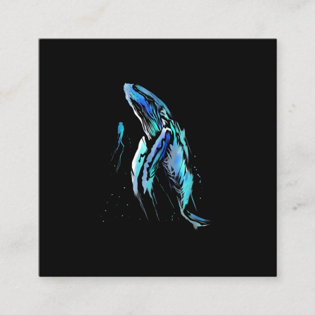 Scuba Diver Humpback Whale Swimming Diving Gift Square Business Card (Front)
