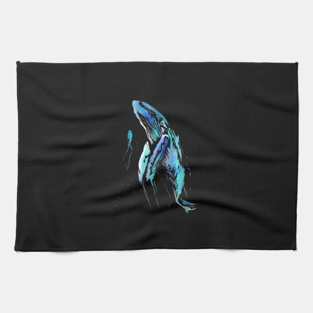 Scuba Diver Humpback Whale Swimming Diving Gift Tea Towel (Horizontal)