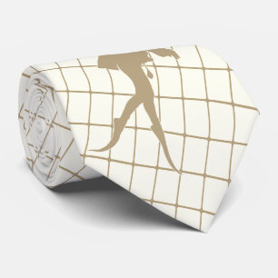 Scuba Diver on Tan Check Necktie
