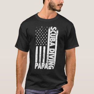 Scuba Diver Papa American Flag Father's Day Men's T-Shirt