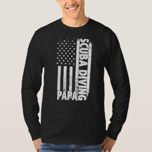 Scuba Diver Papa American Flag Father's Day Men's T-Shirt
