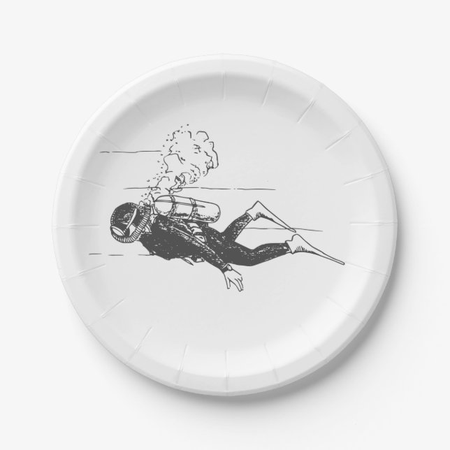 Scuba Diver Paper Plate (Front)