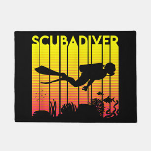 Scuba Diver Silhouette Diving Swimming Sea Diver Doormat