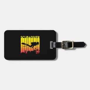 Scuba Diver Silhouette Diving Swimming Sea Diver Luggage Tag
