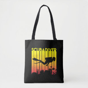 Scuba Diver Silhouette Diving Swimming Sea Diver Tote Bag