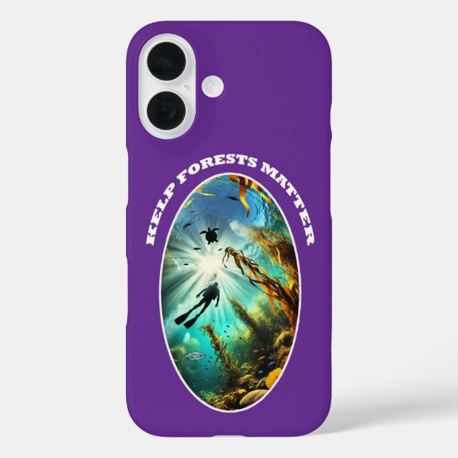 SCUBA Diver Silhouette with Turtle, Fish, and Kelp Case-Mate iPhone Case (Back)