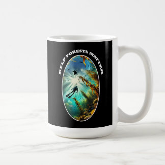 SCUBA Diver Silhouette with Turtle, Fish, and Kelp Coffee Mug