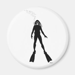 Scuba Diver Silhouette (Woman) Magnet
