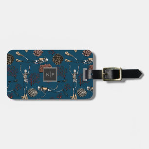 Scuba Diver Skeleton Divers & Coral Monogram Luggage Tag
