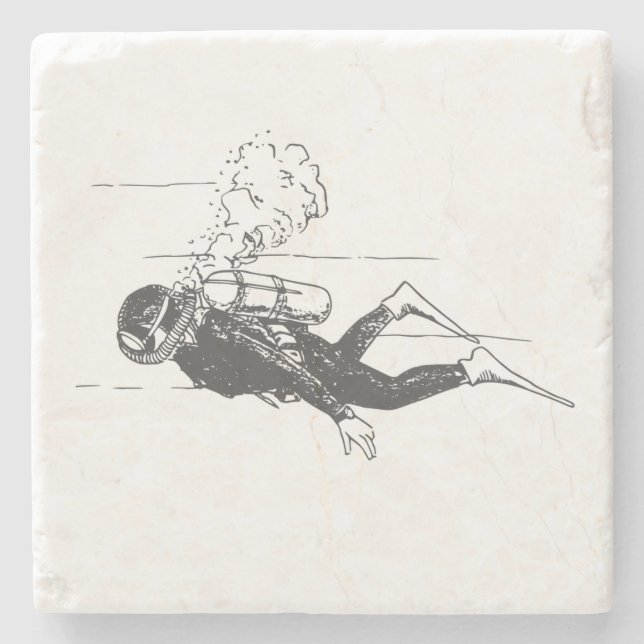 Scuba Diver Stone Coaster (Front)