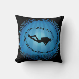 Scuba Diver Surrounded Cushion