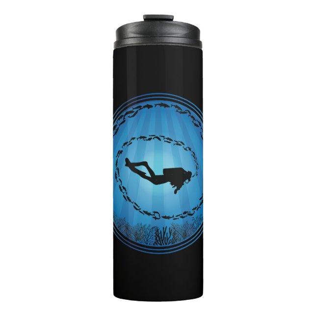 Scuba Diver Surrounded Thermal Tumbler (Front)