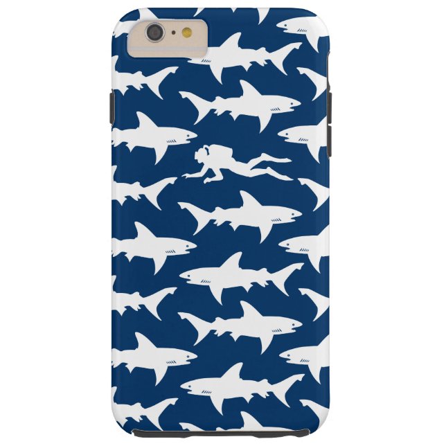 Scuba Diver Swimming with a School of Sharks Case-Mate iPhone Case (Back)