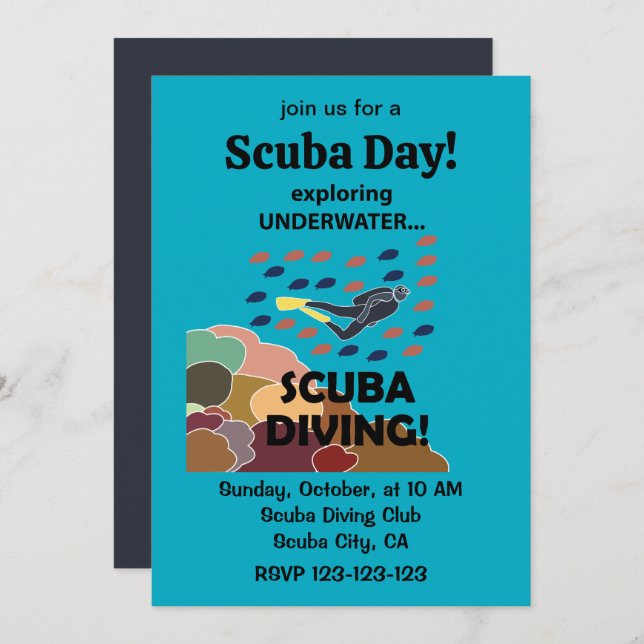 Scuba Diver Under The Sea Scuba Day Invitation (Front/Back)