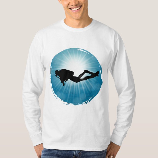 Scuba Diver Underwater Light Rays T-Shirt (Front)