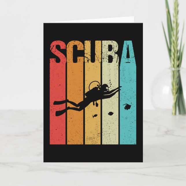 Scuba Diver Vintage Retro Card (Front)