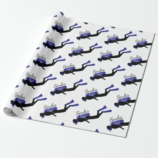 Scuba Diver Wrapping Paper (Unrolled)