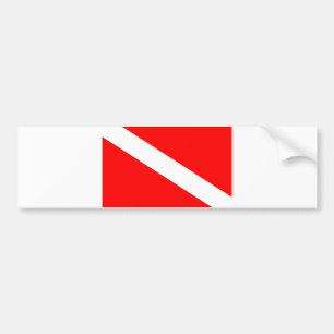 scuba divers flag red diagonal dive symbol bumper sticker