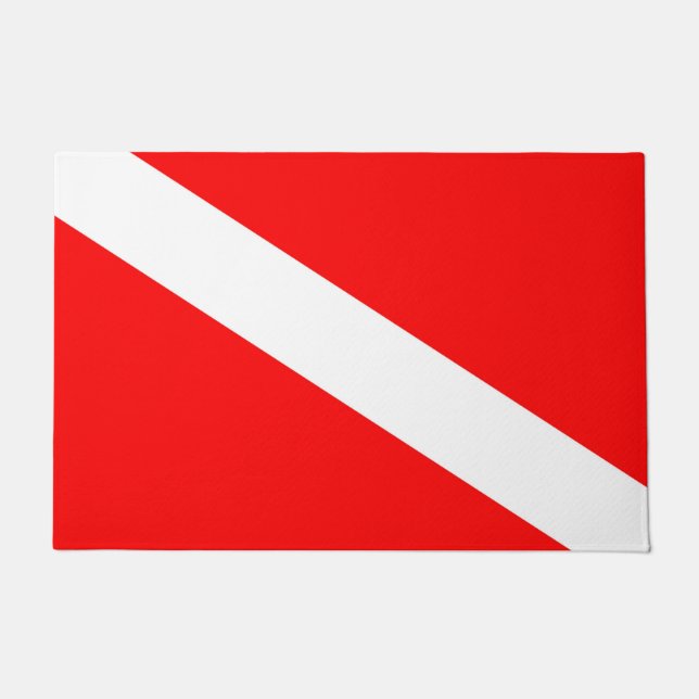 scuba divers flag red diagonal dive symbol doormat (Front)