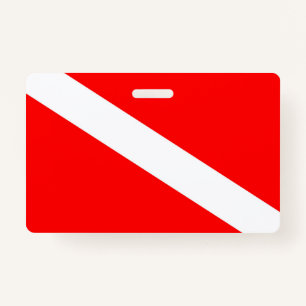 scuba divers flag red diagonal dive symbol ID badge