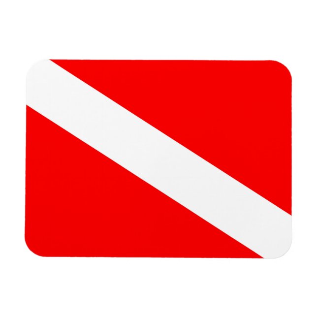 scuba divers flag red diagonal dive symbol magnet (Horizontal)