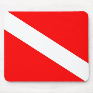 scuba divers flag red diagonal dive symbol mouse pad