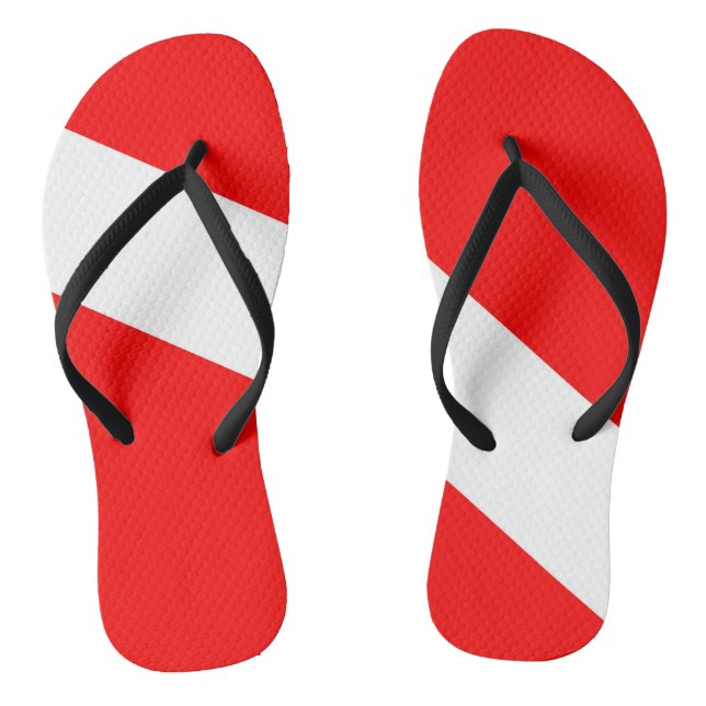 scuba divers flag red diagonal dive symbol thongs (Footbed)