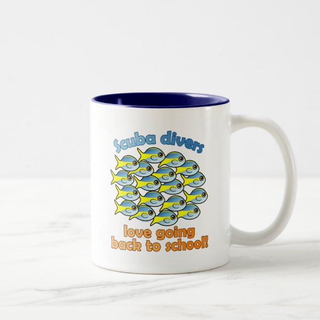 Scuba Divers Love Going Back to School Two-Tone Coffee Mug (Right)