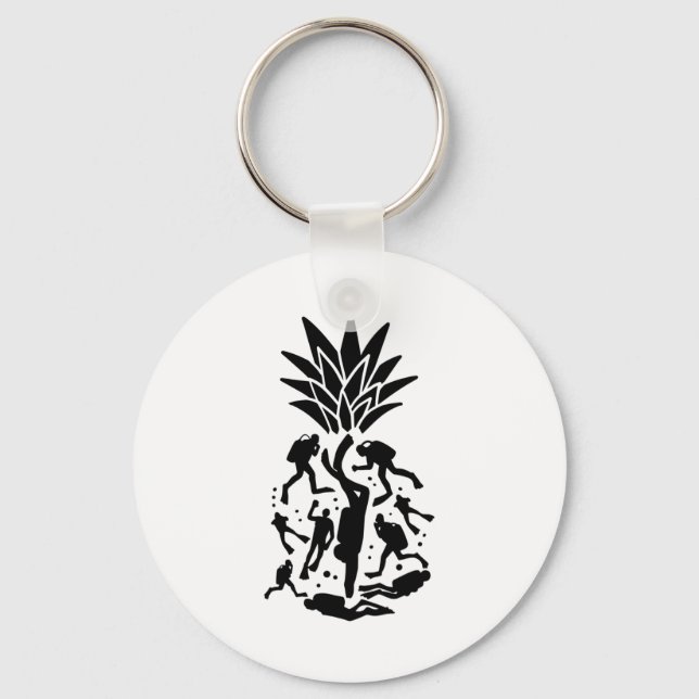Scuba Divers Pineapple Key Ring (Front)