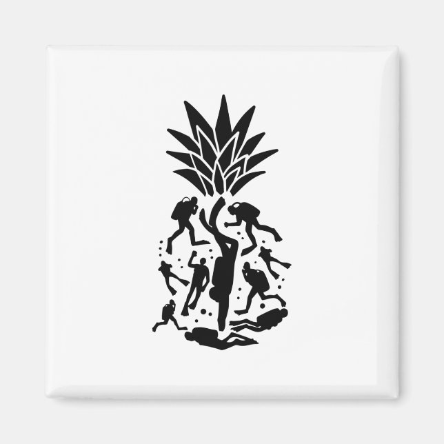 Scuba Divers Pineapple Magnet (Front)