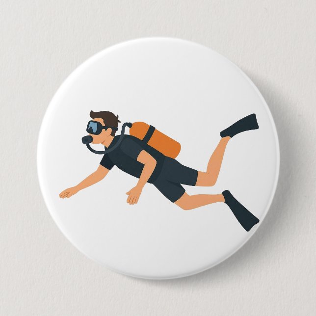 Scuba diving 7.5 cm round badge (Front)