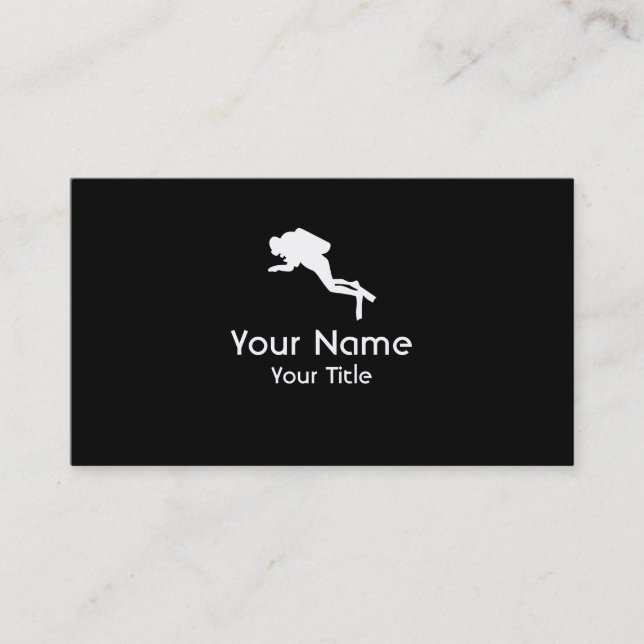 Scuba Diving black white custom business cards (Front)