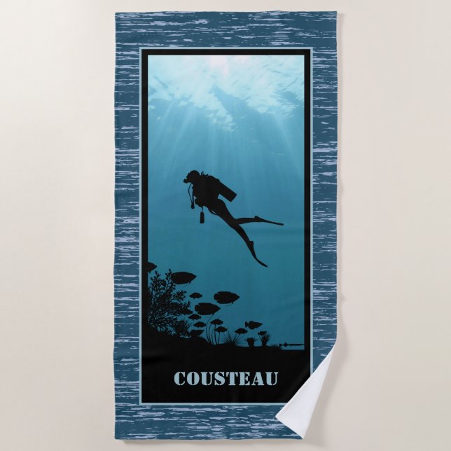 Scuba Diving Blue Sea Beach Towel (Front)