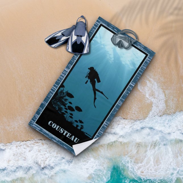 Scuba Diving Blue Sea Beach Towel (Creator Uploaded)