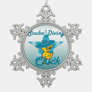 Scuba Diving Chick #7 Snowflake Pewter Christmas Ornament