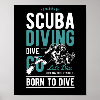 Scuba Diving Dive Underwater Lifestyle Born Dive Poster