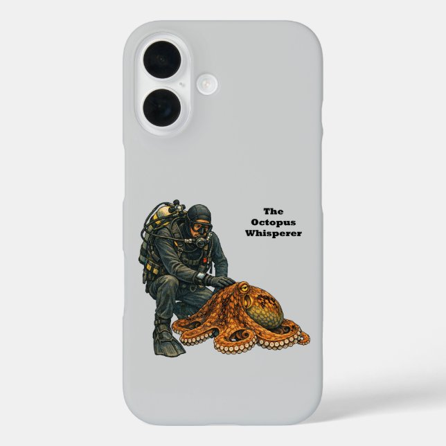 SCUBA Diving Diver Petting a Large Octopus URM Case-Mate iPhone Case (Back)