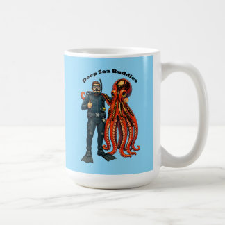 SCUBA Diving Diver Posing with a Giant Octopus URM Coffee Mug