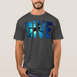 Scuba Diving Divers Shadow Deep Swim  blue & black T-Shirt