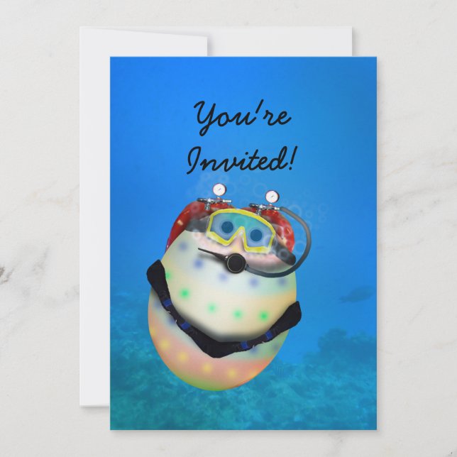 Scuba Diving Easter Egg Invitation (Front)