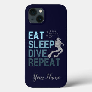 Scuba Diving Eat Sleep Dive Repeat saying iPhone 13 Case