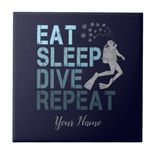 Scuba Diving Eat Sleep Dive Repeat saying Ceramic Tile