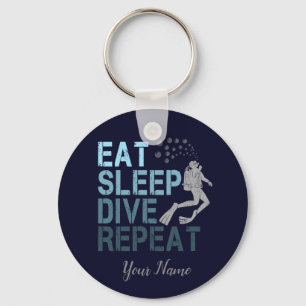 Scuba Diving Eat Sleep Dive Repeat saying Key Ring