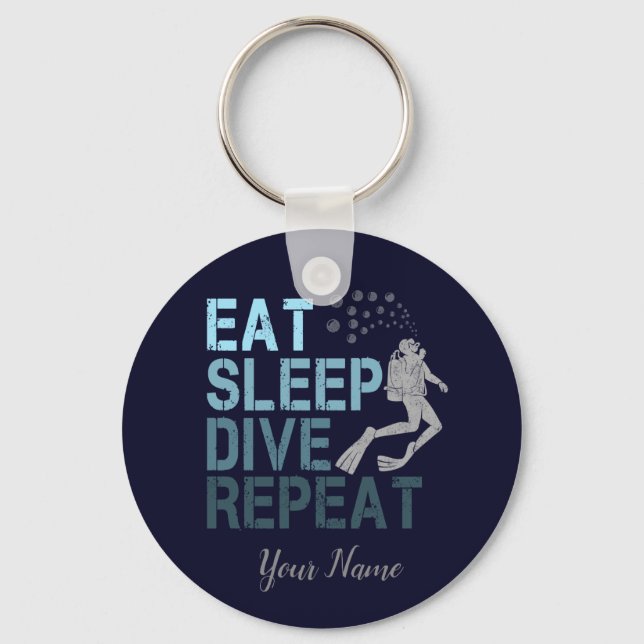 Scuba Diving Eat Sleep Dive Repeat saying Key Ring (Front)